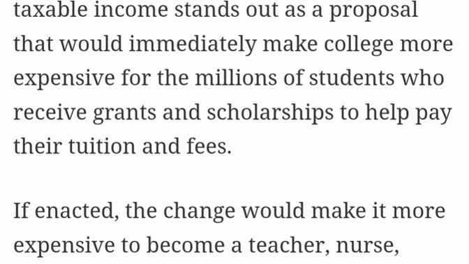 Should college scholarships be considered taxable income for college students? What are the pros & cons of this proposal?