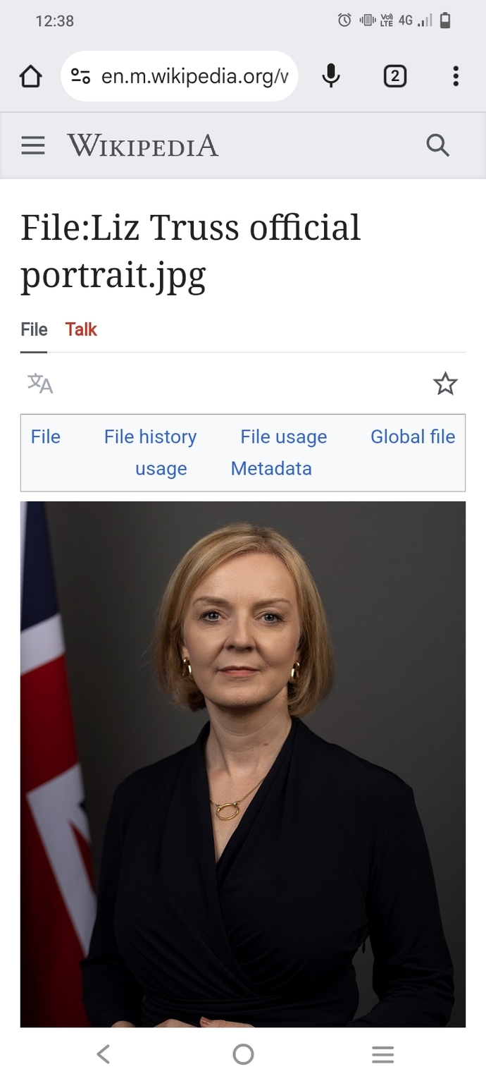 Liz Truss circa 2022 "blob/bob style hair" photo not my own