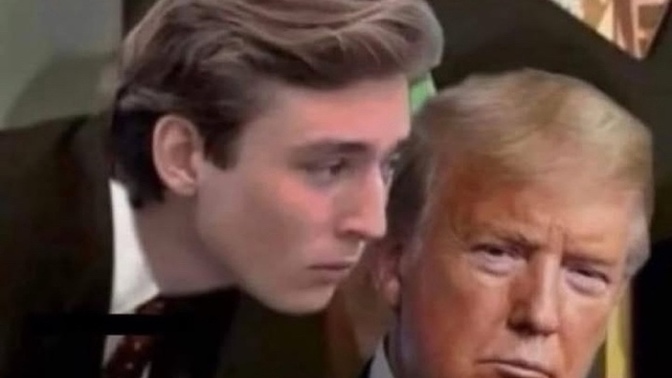 What is Barron Trump saying to his Father?
