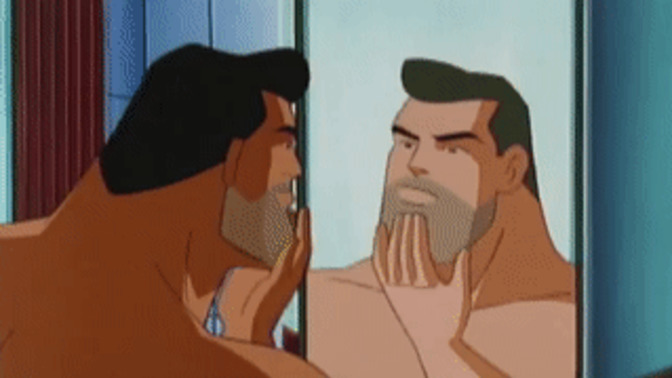 Girls, how would you react if you walked by the bathroom and caught your man shaving his face with eye lasers?