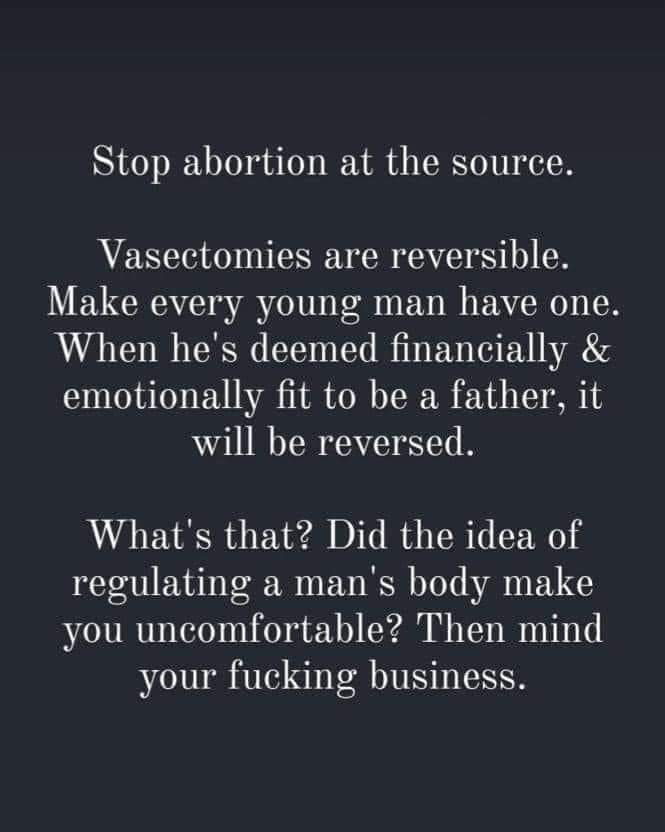 Well? Instead of snip snip, clip clip? Seems reasonable. Males can bank sperm in case it goes wrong. Lots of upside here?