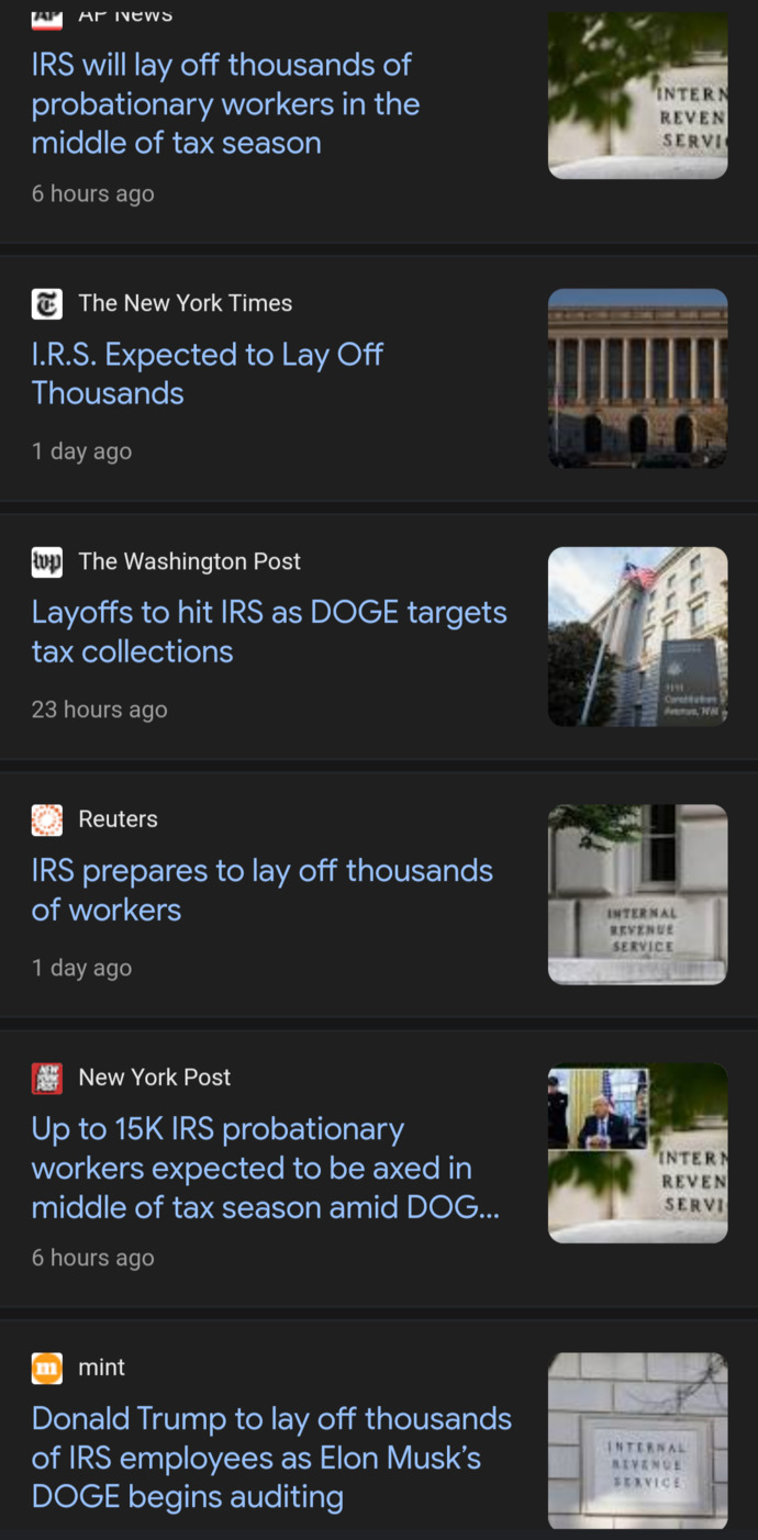 Are you crushed that President Trump is forcing the IRS to lay off thousands of workers after the Democrats added 87,000 new agents to go after you?