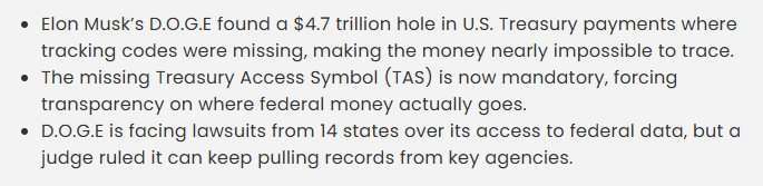 A $4.7 trillion black hole in US government spending just got exposed by President Trumps DOGE team. Would this have been uncovered without Trump?