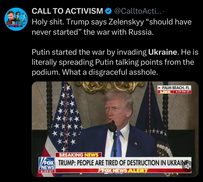Trump says Zelenskyy “should have never started” the war with Russia. What do you think?