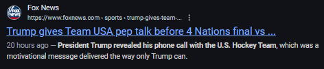President Trump spontaneously speaks to the USA Ice Hockey team before the game. Is this fantastic or what?