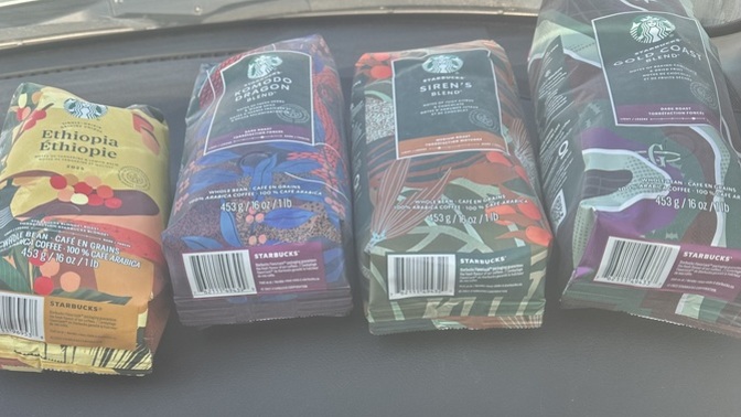 I got 4 free bags of coffee beans with gift cards and points, how does it look?