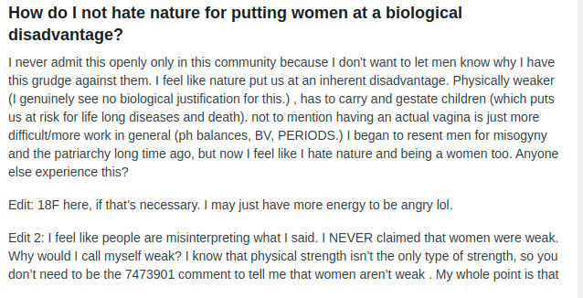 Reddit post 1 from feminist community