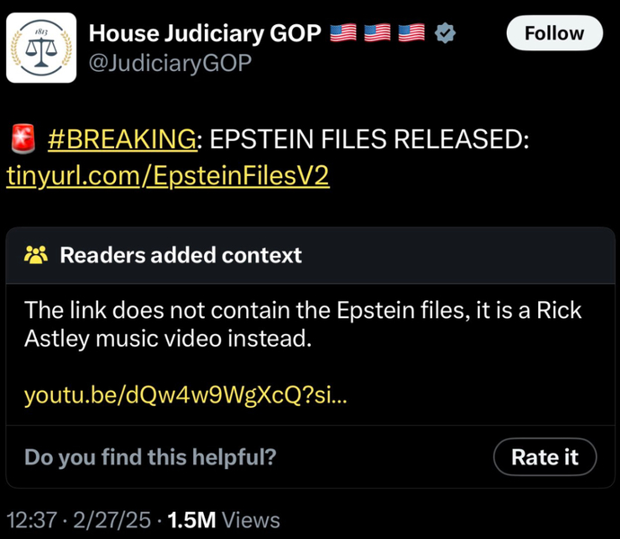 Do you believe the official House Judiciary GOP don’t take the Epstein Files seriously?