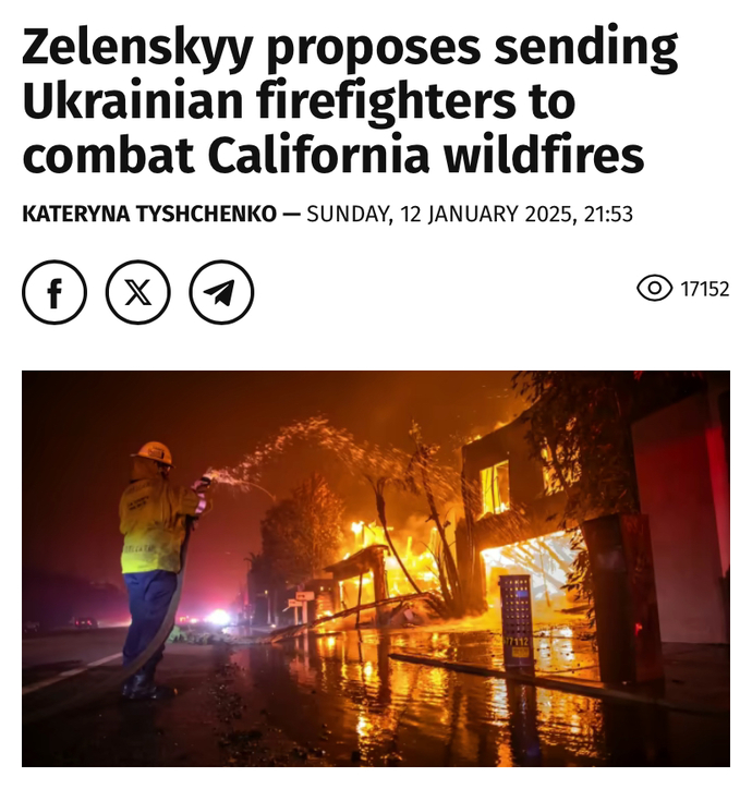 Did you know that Zelenskyy offered to send their own first responders to help aid the fight in California wildfires?