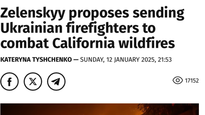 Did you know that Zelenskyy offered to send their own first responders to help aid the fight in California wildfires?