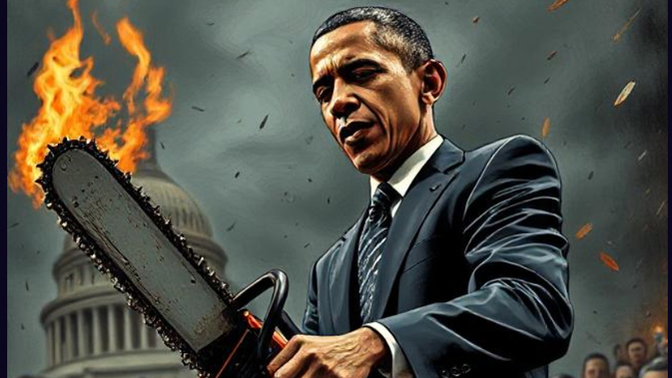 What would have happened if President Obama stood on stage with a chainsaw and said he was cutting America's gov for wealthy tax cuts, & then did it?