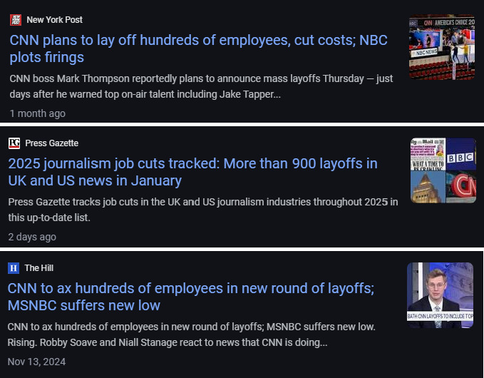 Why is the Democrat Fake News screaming about government layoffs to eliminate waste when they are GUTTING their own employee count with layoffs?
