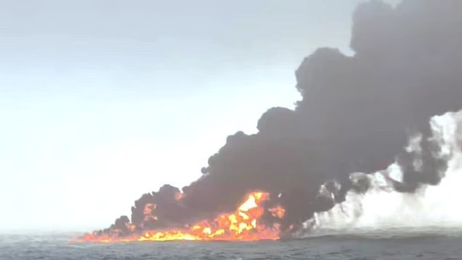 American oil tanker blows up, is it foul play?