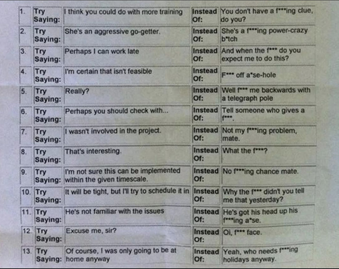 What are some angry phrases that you can change to calm ones?