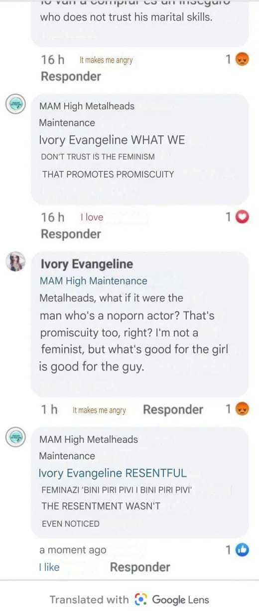 What do you think about the relationship between feminism and the ideas of promiscuity mentioned in the exchange?