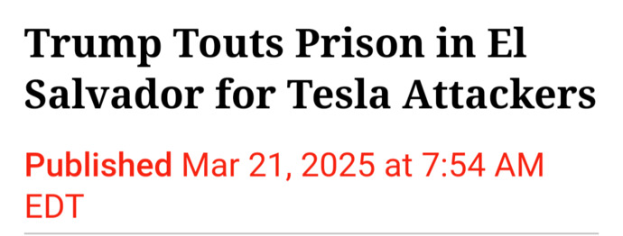 Trump causes Democrats seizures threatening to send the Tesla terrorists to foreign prison. Do you ever stop laughing when he trolls these communists?