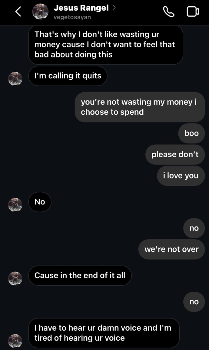 First he says he’s calling it quits then later on says it’s only a break from seeing me?