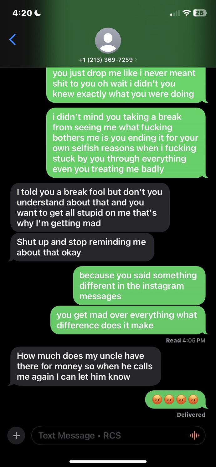 First he says he’s calling it quits then later on says it’s only a break from seeing me?