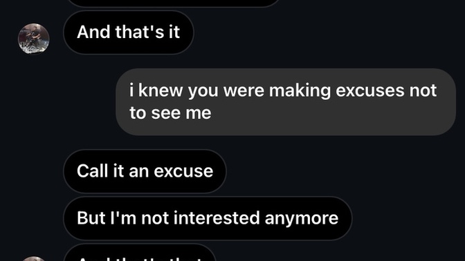 First he says he’s calling it quits then later on says it’s only a break from seeing me?