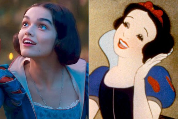 Snow White - Rachel Zegler (left), original animated character (right)