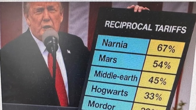 As long as we're all broke due to Tariff Dons House of Horror, let's have a lol. WHY did Cadet Bonespurs tariff these places? Be creative! Have fun?