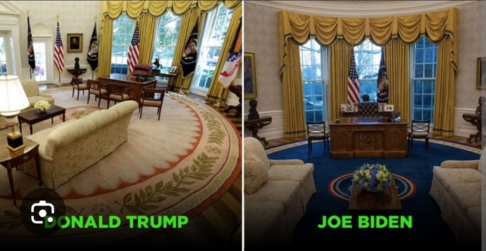 Whose Oval Office decor do you prefer? Biden or Trump? The decor has always set the tone & message of POTUS?