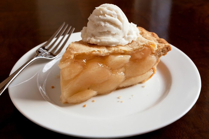 What goes on apple pie?