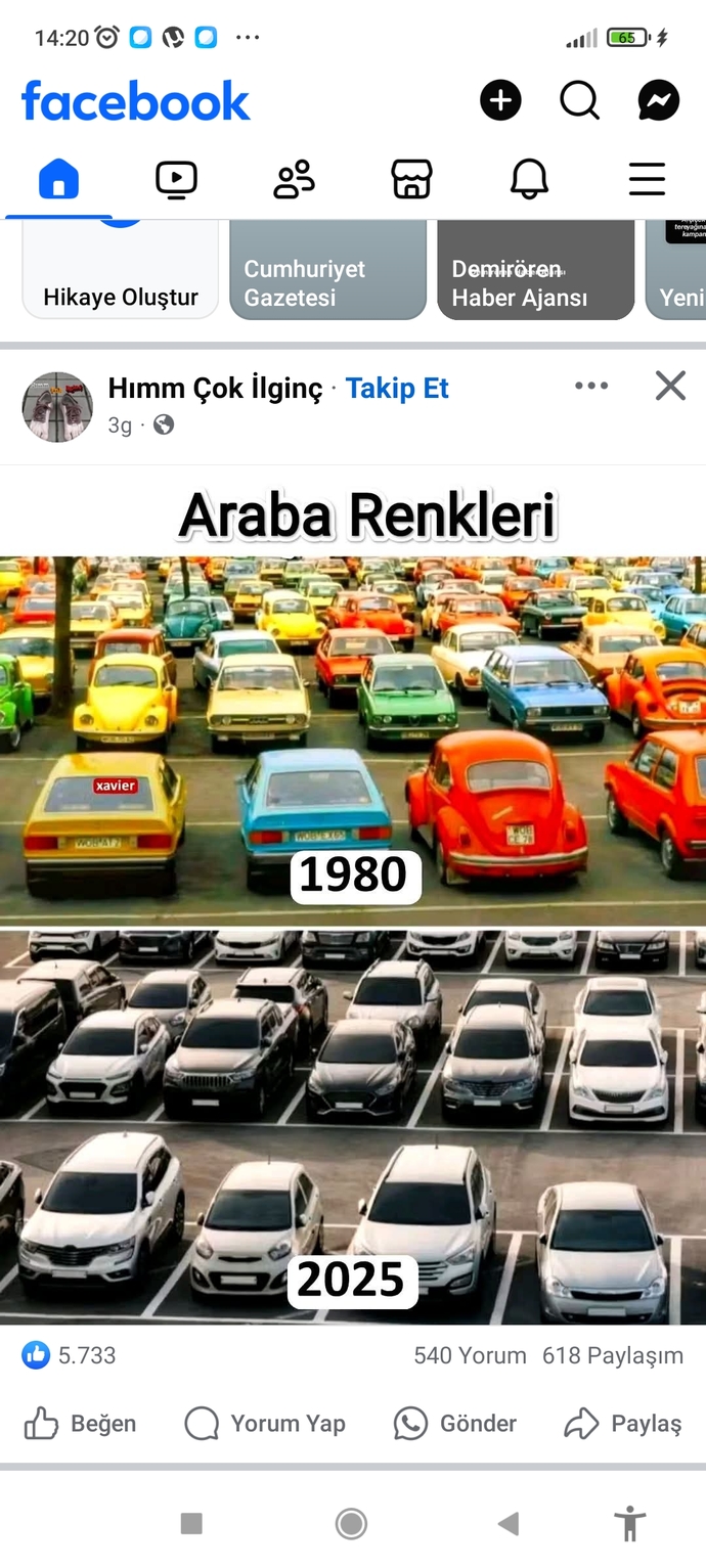Thoughts on the change in car colors between 1980 and 2025?