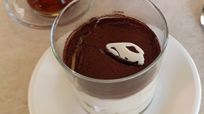 I paid $11.04 for this. Do you think it's expensive or not? Tiramisu and 3 sips of black tea?