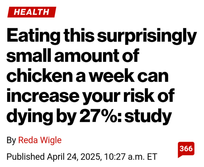 Now eating CHICKEN causes cancer and death? Ive had it with nutrition experts. Is eating NOTHING the only way to protect your health now?
