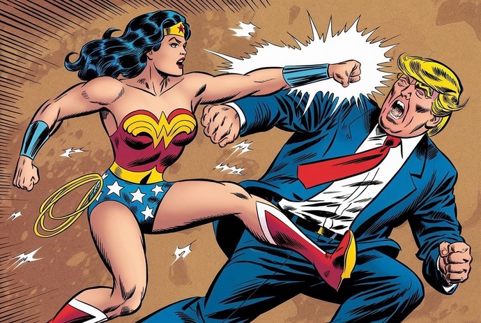Wonder Woman punching trump.