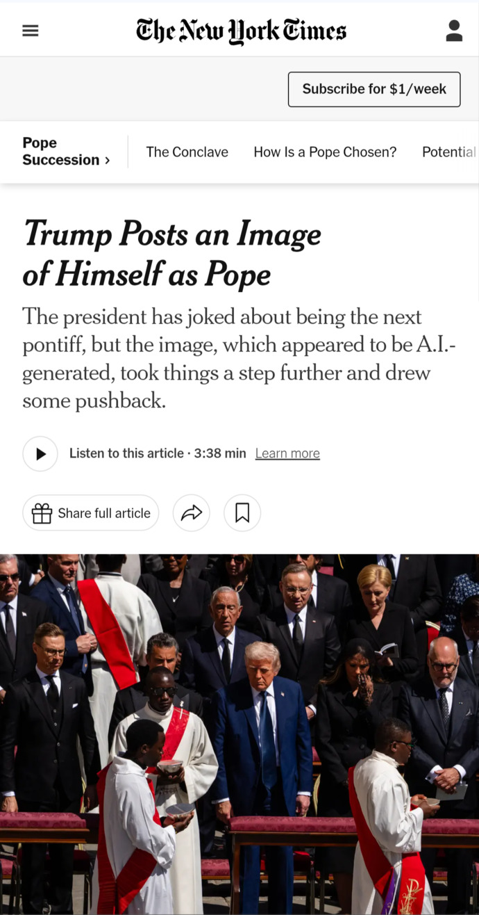 Do You Find Trump Creating An AI Post of Himself Dressed As The Pope Disrespectful?