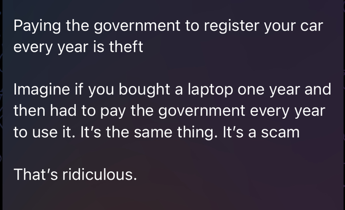 Yearly car registration is a scam? ?