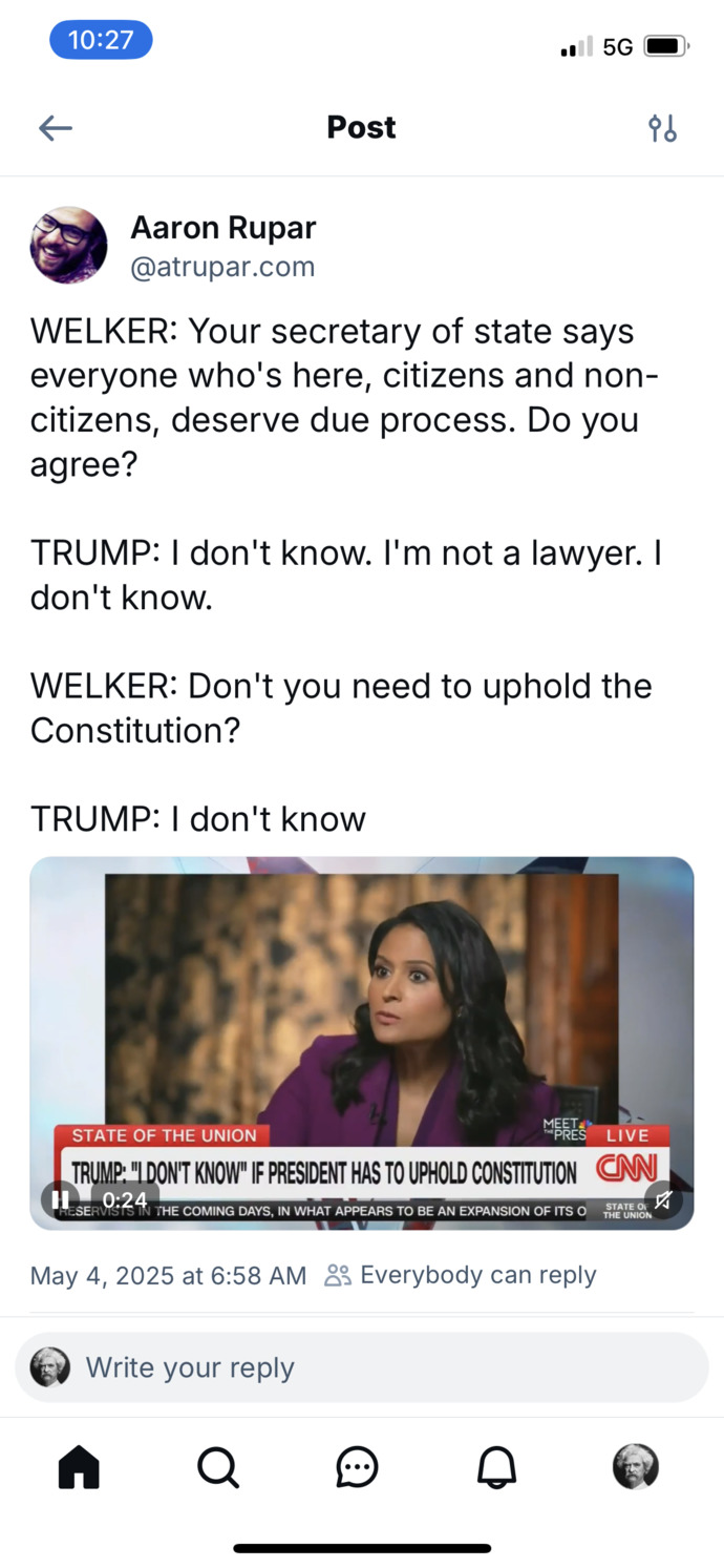 Reporter asks Trump if he needs to uphold the constitution. “I don’t know” is his response. Is this what ‘winning’ looks like?