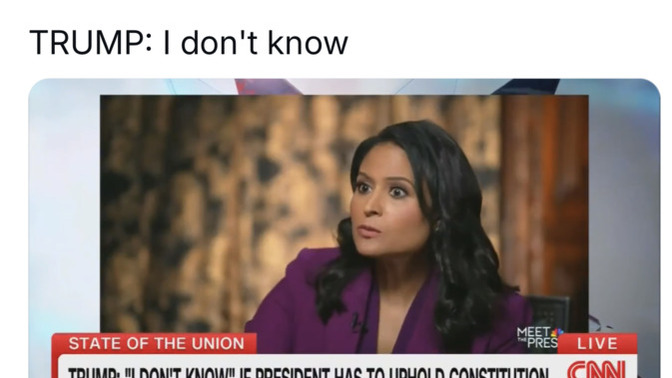 Reporter asks Trump if he needs to uphold the constitution. “I don’t know” is his response. Is this what ‘winning’ looks like?