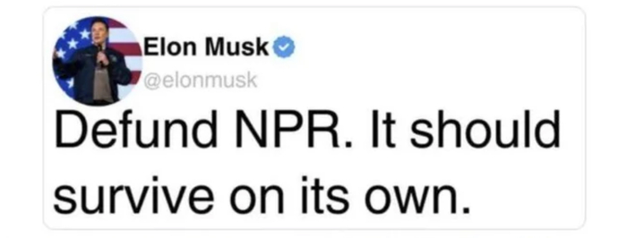 Who has taken more govt money…Elon or PBS?