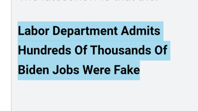 Labor Department Admits Hundreds Of Thousands Of Biden Jobs Were Fake. Should Democrats ever be trusted again?
