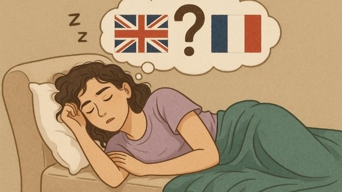In which language do people who speak at least two languages as fluently as their native tongue speak in their dreams?