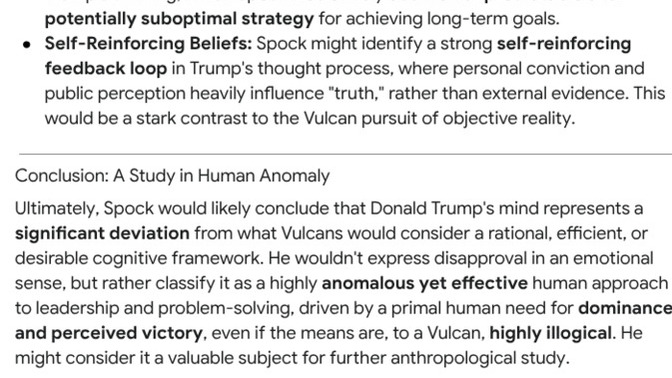 What do you suppose Spock would think of Donald Trump's mind?
