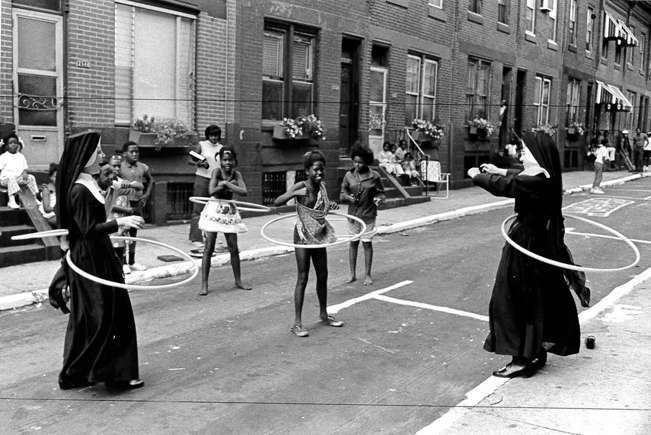 Do you like this picture of nuns hula hooping with Philadelphia youth?