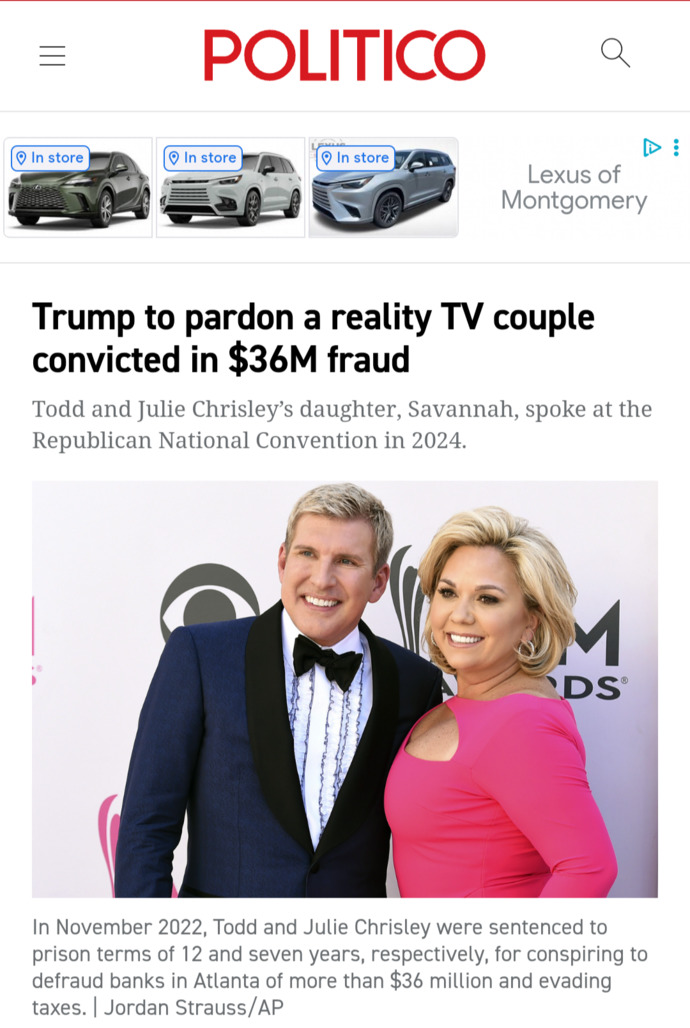 What Is Your Opinion On Donald Trump Pardoning Todd and Julie Chrisley?