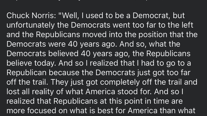 Chuck Norris explains to reporter why he considers himself a conservative. Do you agree or disagree with Chuck Norris’s reasoning?