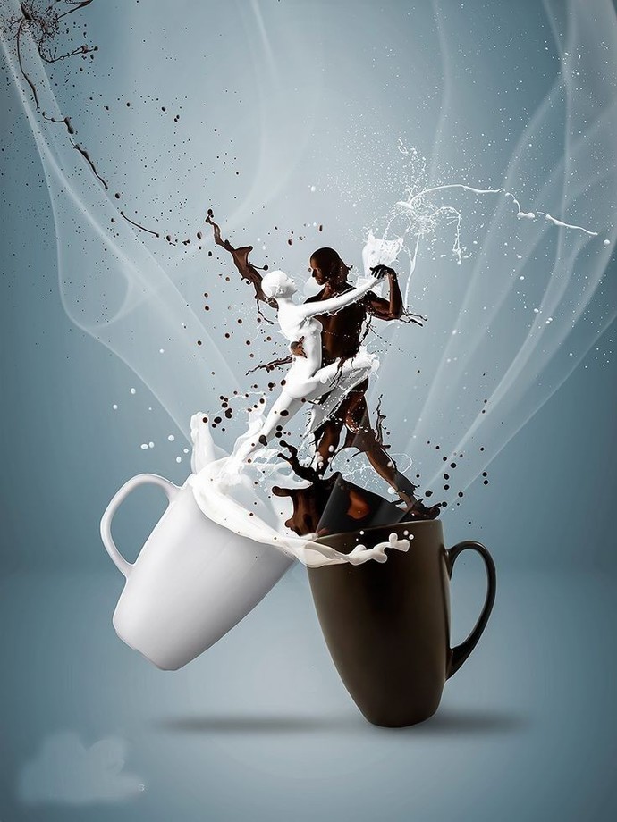 Who gives me coffee with milk?