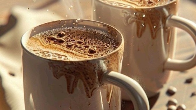 Who gives me coffee with milk?