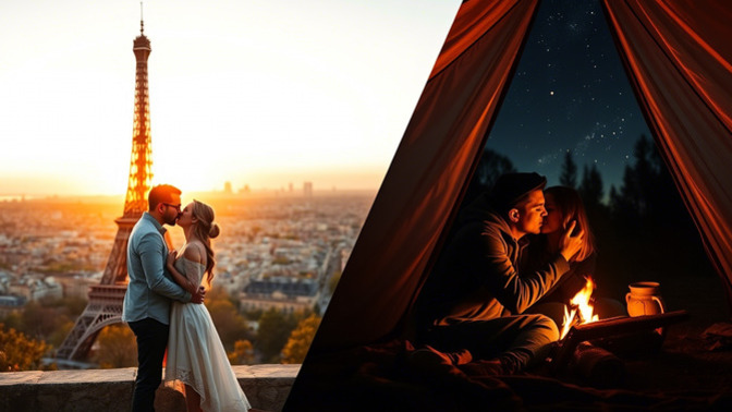 What sounds more romantic to you: Kissing in Paris or kissing in a tent?