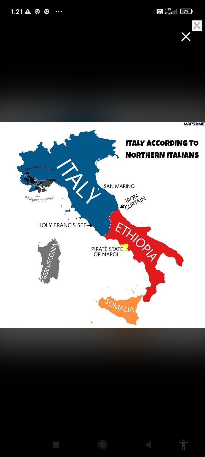 Italy according to Northern Italians. Thoughts?