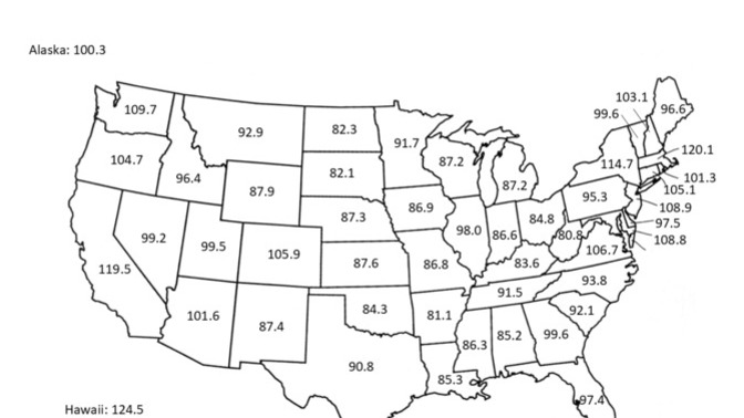 What do the numbers in this US MAP represent?
