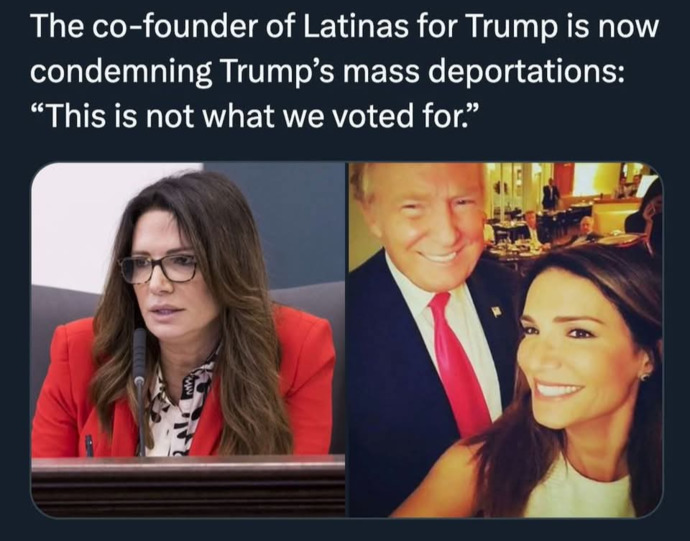 So, the former head Latinas for Trump claims she didnt vote for mass deportations like this... is she really serious?