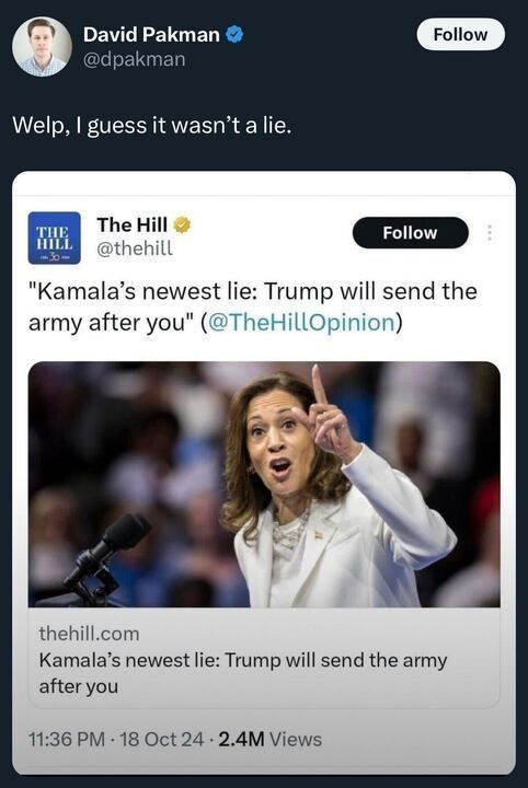 Stupid lying woman! He sent in the Marines!