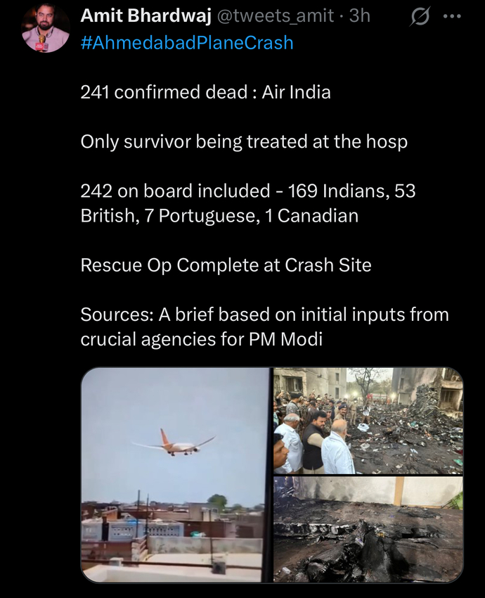 What do you think about the plane crash in India that killed 241 people?